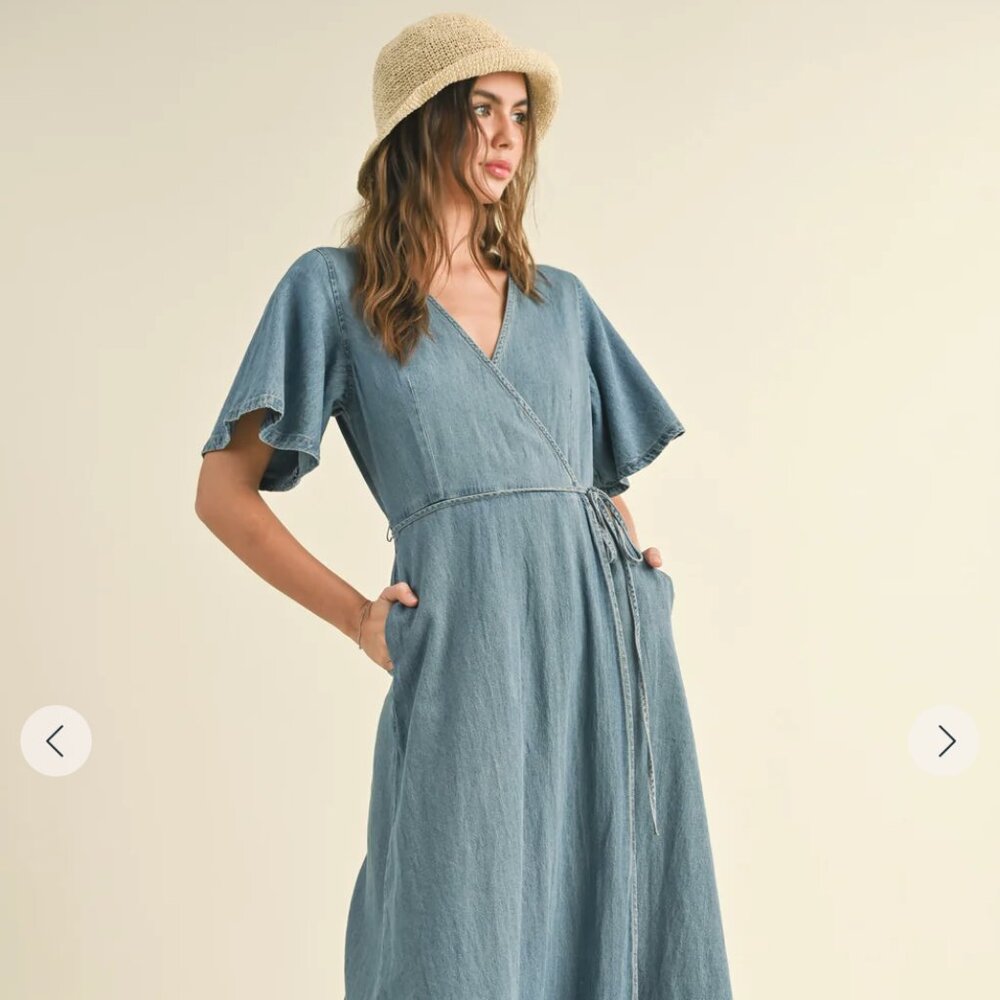 Miou Muse Denim Wrap Dress-Small-NWT! - Picture 2 of 10